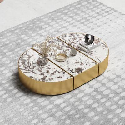 Modern Simple Round Marble Top Coffee Bell Table Glass Base Side Tea Center Coffee Table