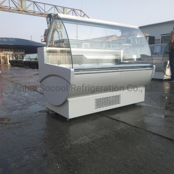 Front Curved Glass Slim Meat Showcase with Integral R290 Secop Compressor