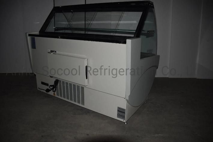 High-Quality Commercial Fish Refrigerated Cabinet with up-Down Front Curved Glass Doors