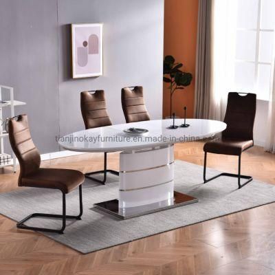 Nordic Style Cheap Price MDF Top Panel Tables and Velvet Chairs Dinning Room Furniture Dining Tables Set Hot Sale MDF +Glass Top Dining Table