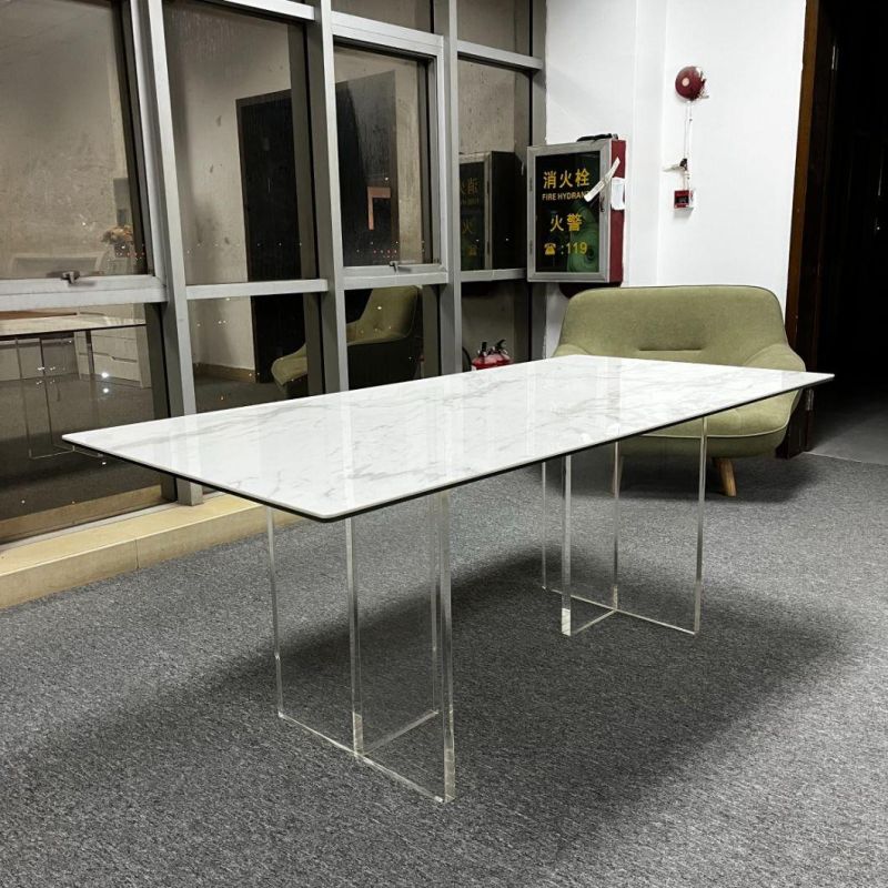 Nova Hot Sell Modern Dining Room Furniture Acrylic Ceramic Dining Table