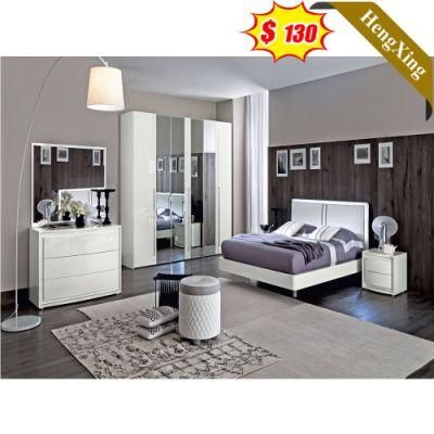 Simple Style Hot Sell White Color Wooden Home Furniture Bed Bedroom Set with Wardrobe