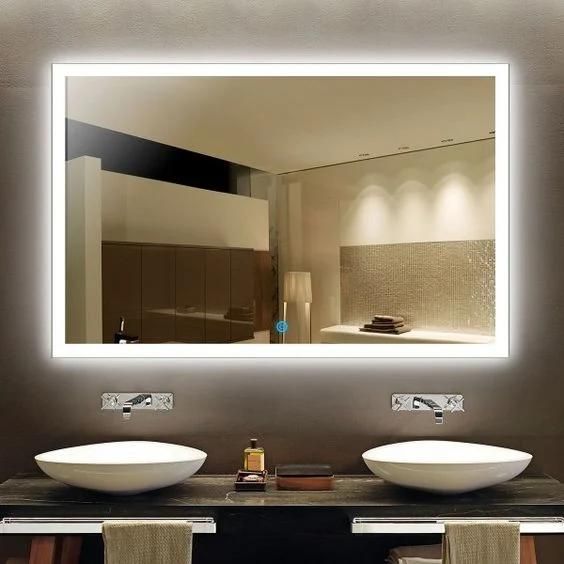 Bathroom Round Rectangle Shape Home Decoration Backlit LED Mirror with Defogger