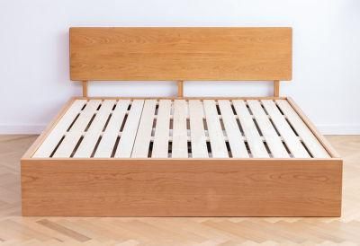 Nordic Solid Wood Simple Pressure Storage Drawer High Box Double Small Apartment Multifunctional Cherry Wood Japanese Bed 0017