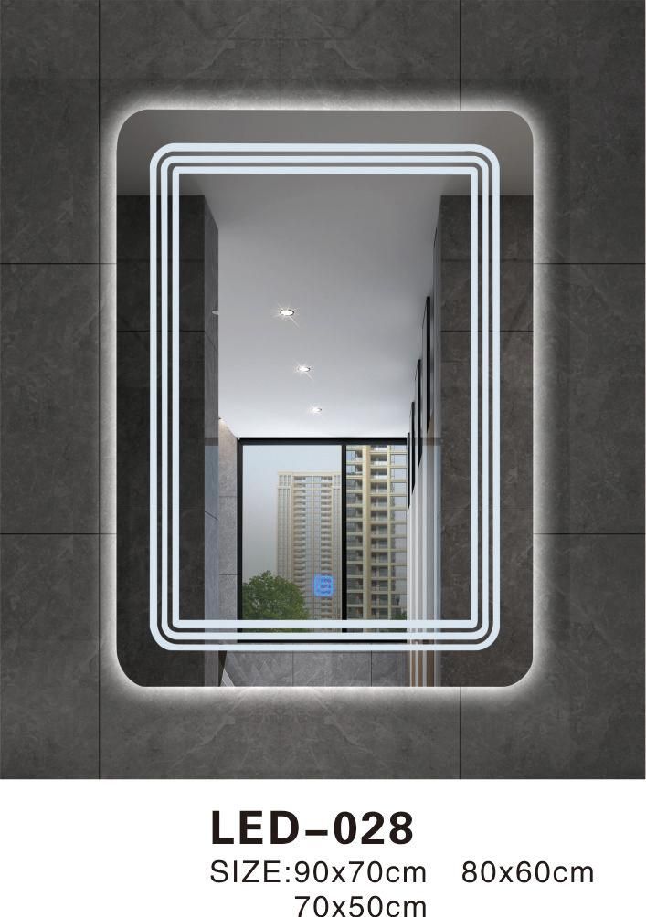 Modern Apartment Bathroom Lighted LED Mirrors Touch Screen