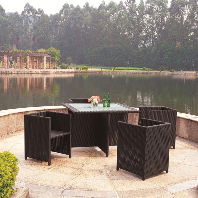 Aluminum Glass Table Top Rectangular Long Rattan Restaurant Dining Room Table