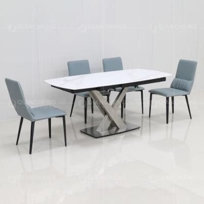 Modern Dining Room Furniture Set Stone Top Extendable Dining Table