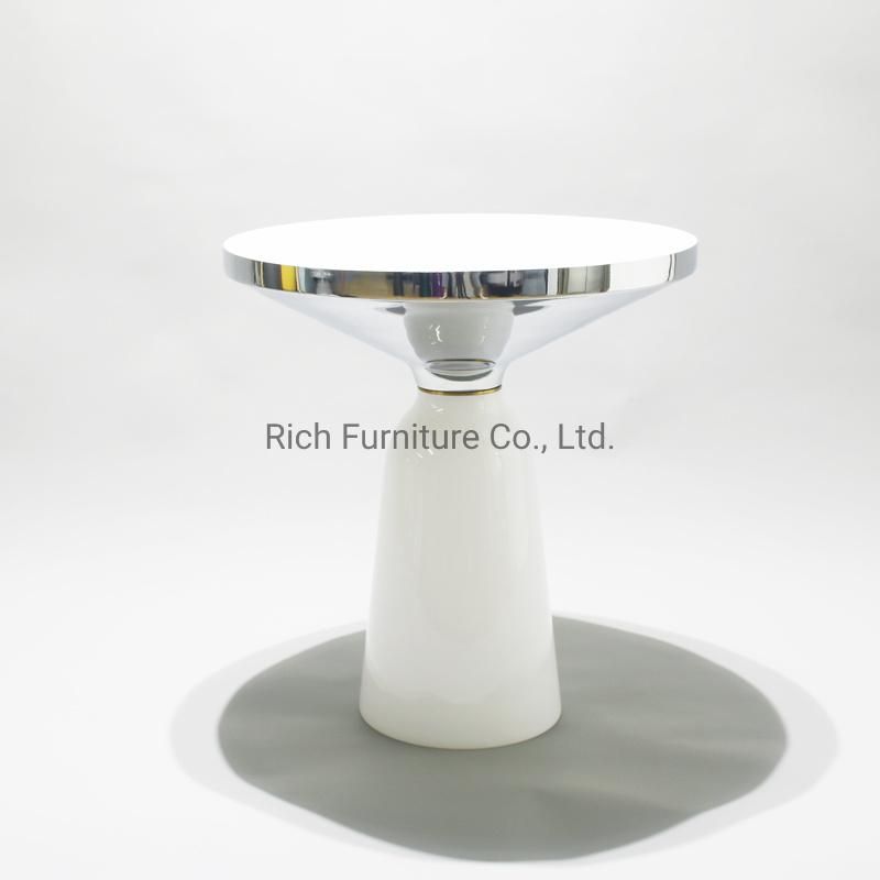 Metal Frame Round Whitetempered Glass Gold Wedding Coffee Table Steel Weeding Table Living Room Hotel