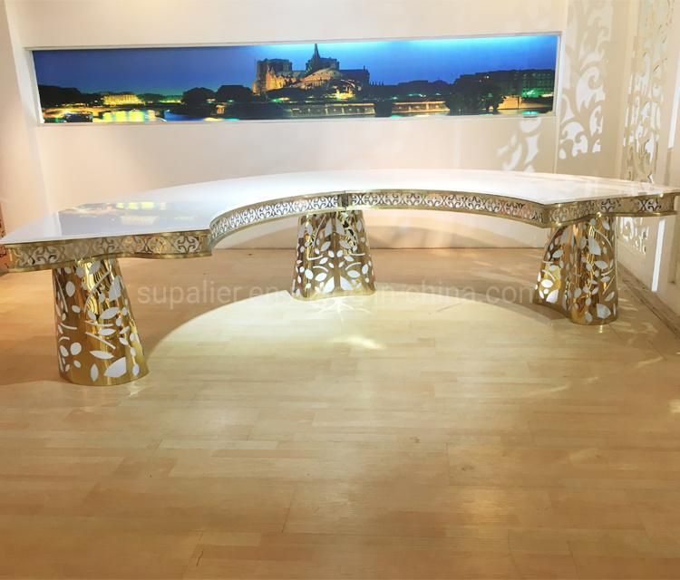 Hotel Banquet Hall Dining Furniture Half Moon Illuminated Restaurant Table