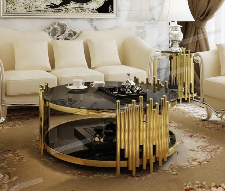 Gold Stainless Steel Frame Coffee Table for Living Room Furniture