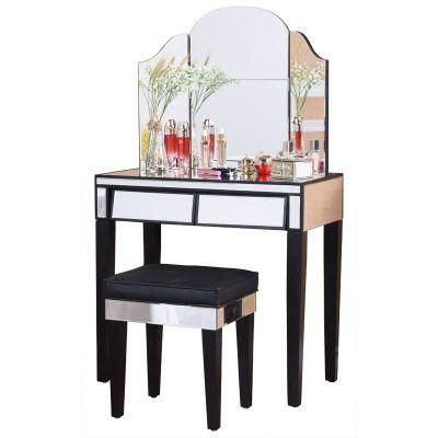 European Style Mirrored 2 Drawers Dressing Table