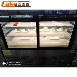 Commercial Island Freezer Curved Glass Cake Display Showcase