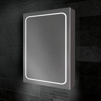 Aluminum MDF Wall Mounted Bathroom Lighted Mirror Cabinet with Touch Sensor Defroster