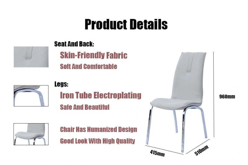 China Wholesale Home Furniture Living Room Office Furniture Fabric Electroplating Steel Dining Chair