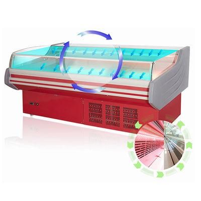 Supermarket Commercial Food Showcase Curved Glass Open Fish Meat Deli Display Chiller Refrigerator
