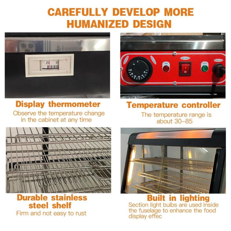 CE Approved Curved Glass Hot Food Warmer Display Showcase with Ld-R60-1