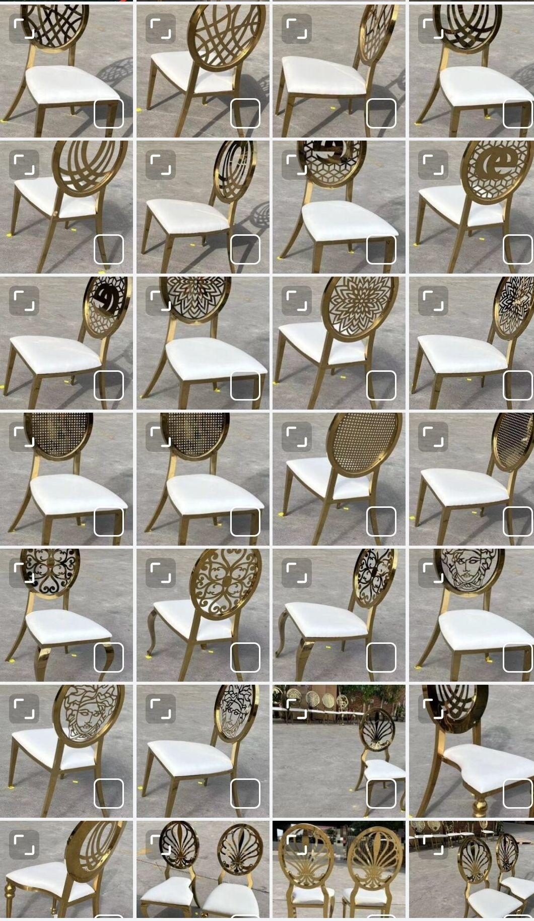 Foshan Decoration Restaurant Outdoor Table Chair Banquet Throne Wedding Event Golden Dining Chair