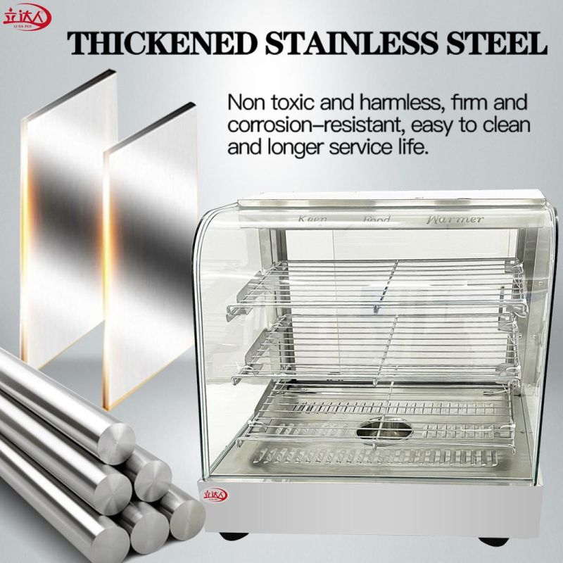 Restaurant Kitchen Equipment Stainless Steel Glass Food Warmer Display Showcase