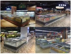 Supermarket Horizontal Sliding Glass Cover Island Freezer Showcase with Glass Panel