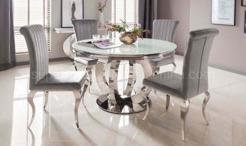 American Style Dining Table Set Restaurant Round Glass Dinner Table