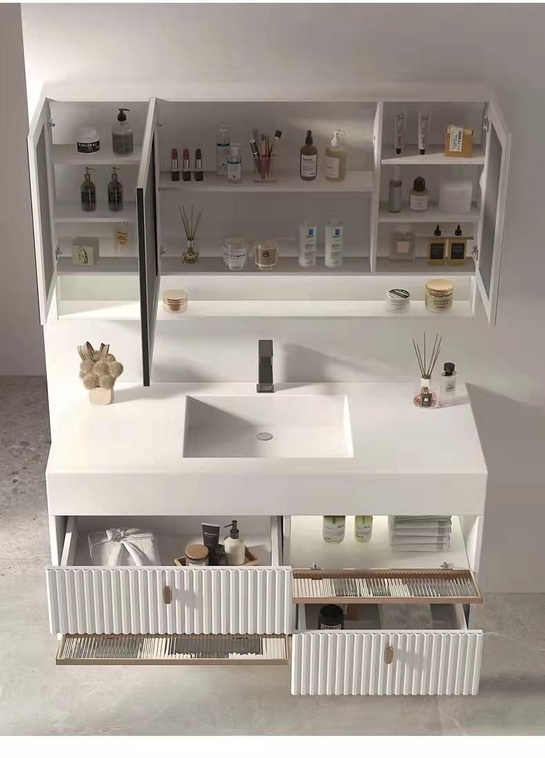 White Design Glass Door Wall Modern Hotel Home Bathroom Vanity