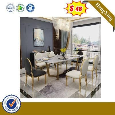 Contemporary Style Wooden Marble Table Top Living Furniture 6-Seater Table Set