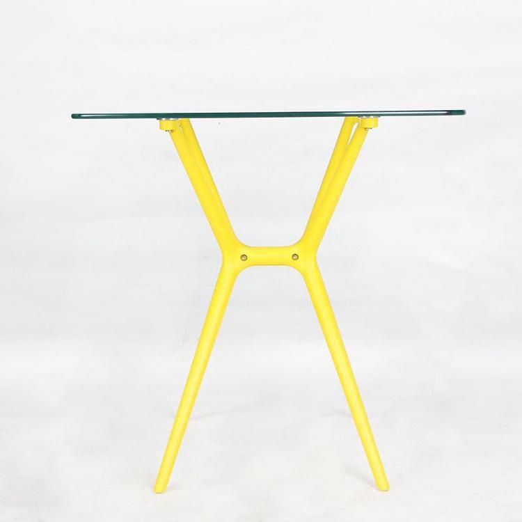 New Green Comfort Dining Table Glass Designer Coffee Table 80*80*72 Size Plastic Legs Glass Coffee Tables Furniture Living Room