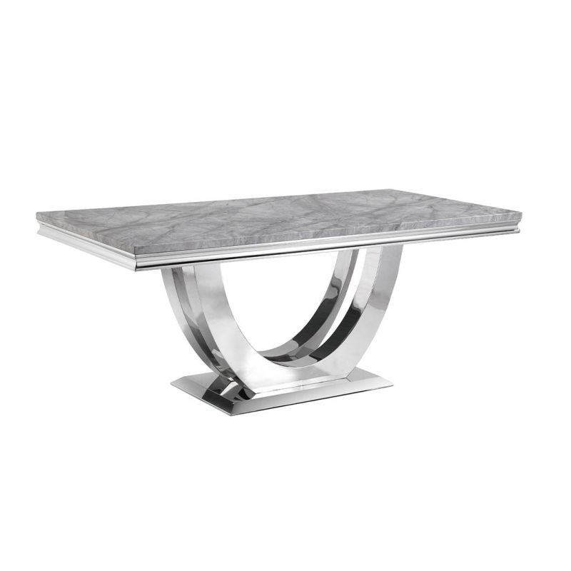 Customized Nordic Modern Family Simple Stainless Steel Glass Dining Table