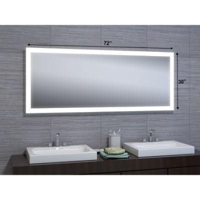 Bathroom LED Illuminated Wall Mounted Lighted White Color Mirror with Touch Sensor