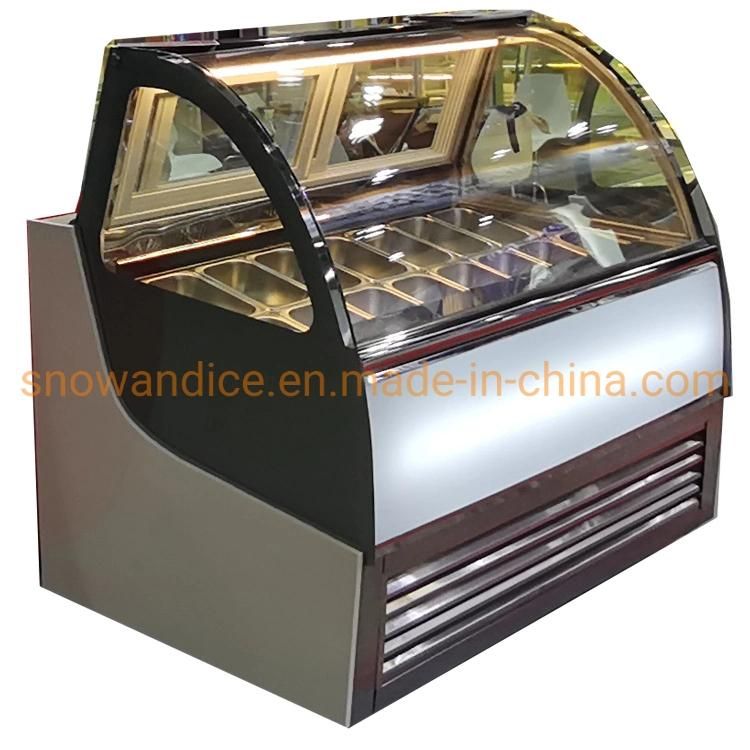 14 Pans Italian Curved Ice Cream Display Showcase