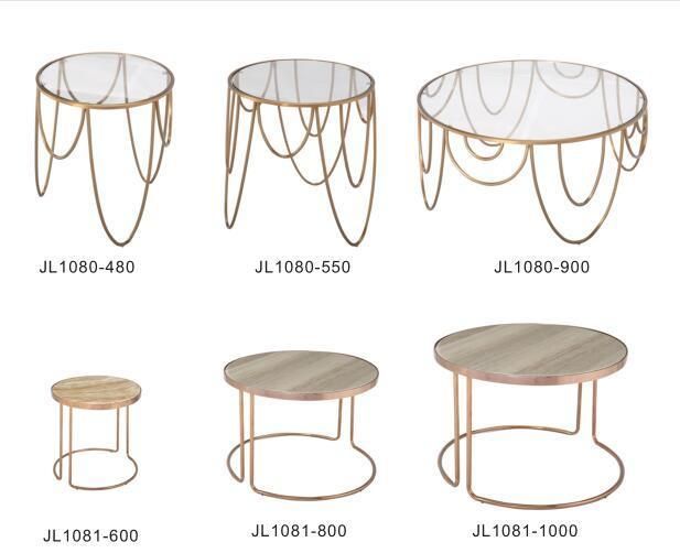 South Africa Middle East Modern Luxury Home Furniture Oval Metal Coffee Tables with Marble Top