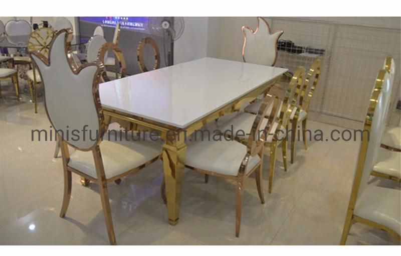 (MN-DT06) Hotel/Restaurant Wedding Banquet Glass Metal Dining Tables
