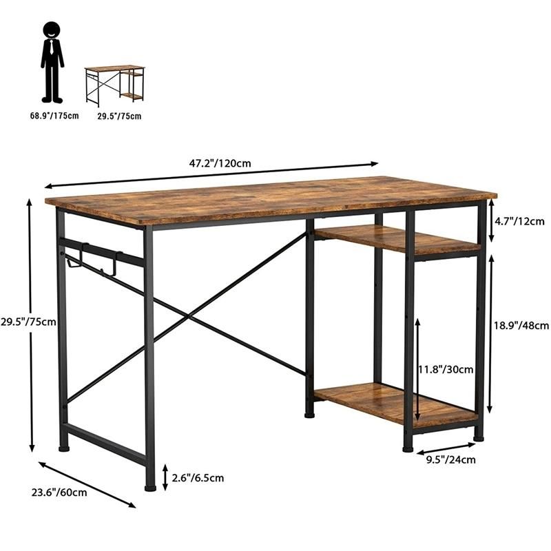 Modern Home Office Furniture Table Working Desk Restaurant Wooden Dining Table with Metal Frame