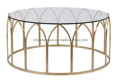 Home Furniture MID East Luxury Metal Glass Top Coffee Table Center Table