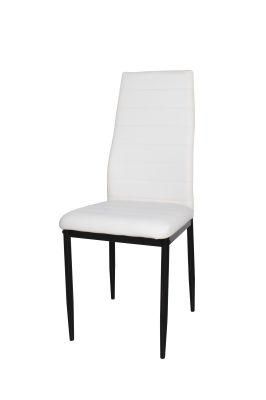 Cheap Home Furniture Black Leather Seat&Back Dining Chair with Metal Legs