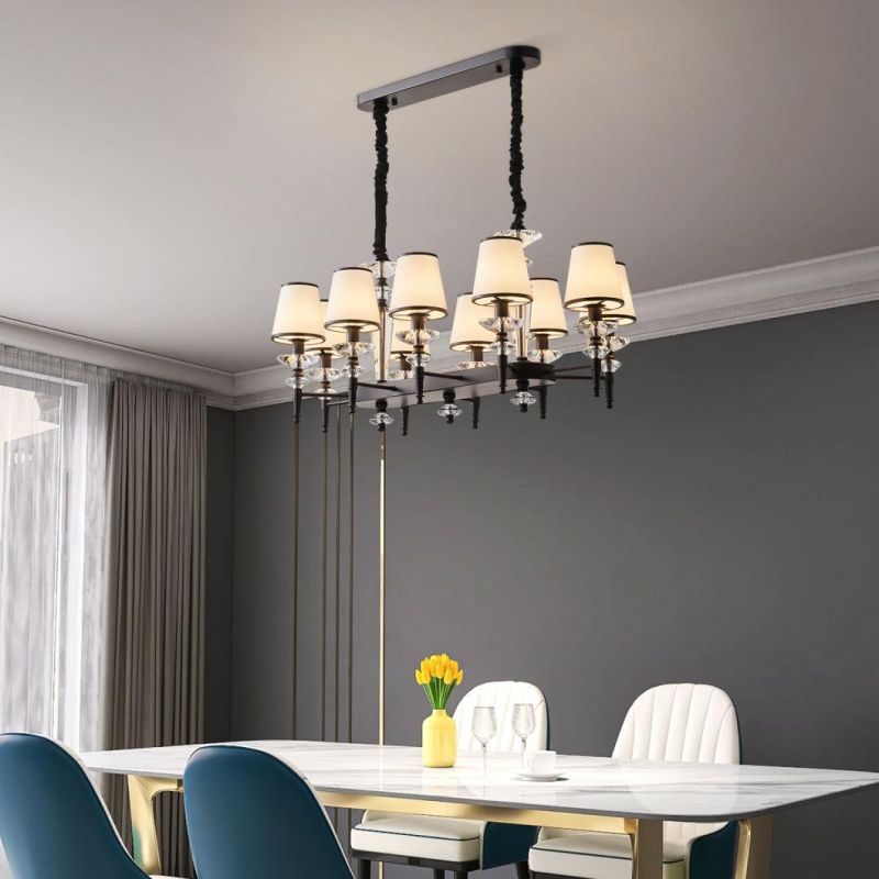 Modern Style for Home Lighting Furniture Decorate Indoor Lights Effect in Living Room/Bedroom Designer Factory Supply Black Rectangle Glass Chandelier