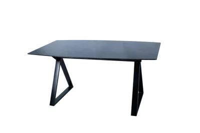 Wholesale Home Furniture Kitchen Table Tempered Glass Black Dining Table