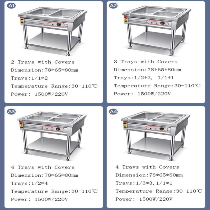 Buffet Bain Marie Cabinet Electric Food Warmer Display Showcase with Glass Top