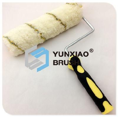 Yellow Stripe Microfiber Paint Roller Brush with Rubber Handle (TPR)