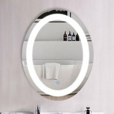 Oval Vanity Mirror Wall Mounted LED Backlit Mirror Bathroom Anti-Fog Dimmable Makeup Mirror with Lights (Horizontal/Vertical)