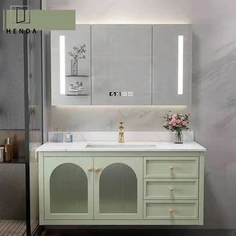 Customized Designs Grey/Green/Pink/Whte Bathroom Cabinet Ceramic Basin Vanity
