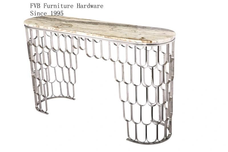 Arriana Marble Console Table with Stainless Steel Base