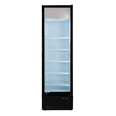388 Liters Energy Efficiency Cooler Glass Single Door Upright Showcase with Top Compressor System with Embraco Compressor