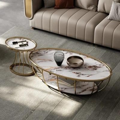 Foshan Ss Furniture Factory Sofa White Marble Coffee Table Set