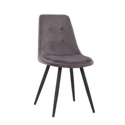 Dining or Living Room Use Fabric Cushion Seat Black Metal Leg Leisure Modern Chair for Home Furniture