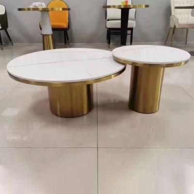 Chinese Modern Design Small Round Stainless Steel Coffee Tea Table for Living Room