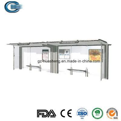 Huasheng Wooden Bus Shelter China Metal Bus Stop Supply Advertising Equipment Bus Stop Outdoor Bus Shelter