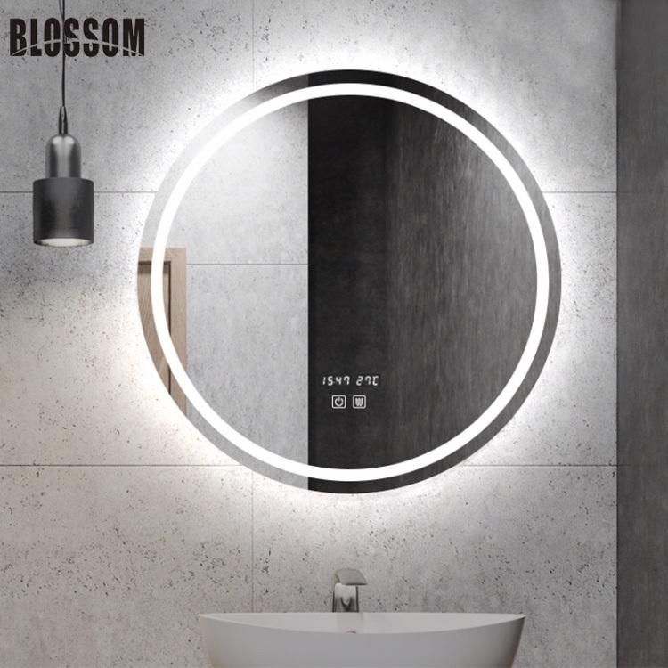 Round Wall Mounted Smart Illuminated LED Bathroom Mirror with Dimmer