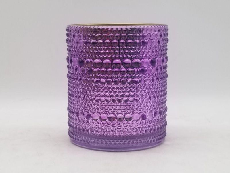 Xmas Glass Candle Holder with Patterns on Outside in Different Colours