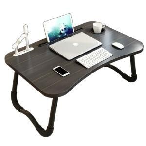 Wholesale Adjustable Foldable Laptop Desk Stand Wooden Desktop Computer Lap Folding Desk with USB for Home Office Furniture